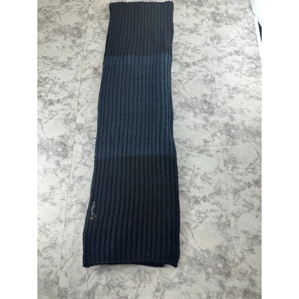 Bickley & Mitchel unisex Basic Rib Scarf, Twist, ONE Size Blue & dark blue